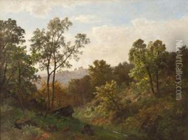 Fuchs In Sommerlicher Waldlandschaft Oil Painting - Carl Von Der Hellen