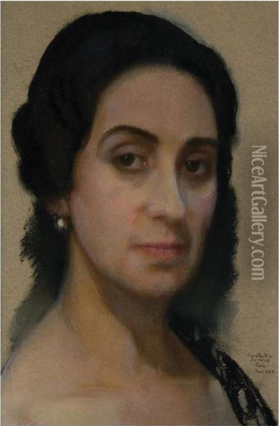Portrait Of Mrs. Girshman. Oil Painting - Konstantin Andreevic Somov