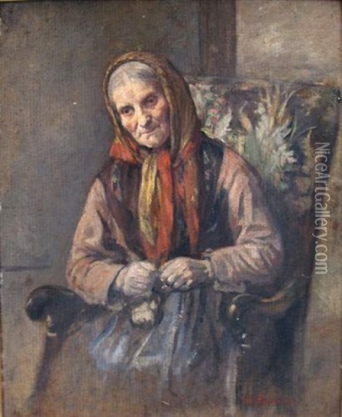 Femme Au Foulard Oil Painting - Marcellin Gilbert Desboutin