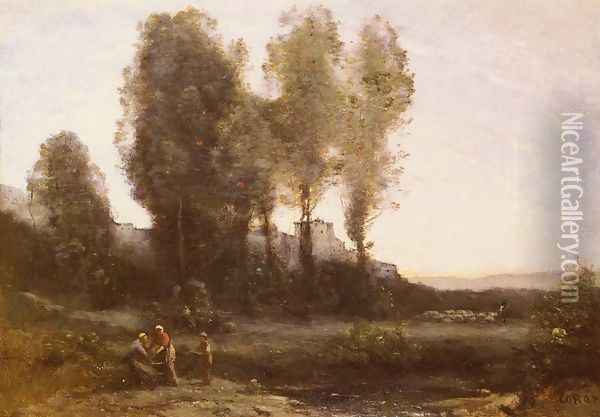 Le Monastere Derriere Les Arbres (The Monastery Behind the Trees) Oil Painting - Jean-Baptiste-Camille Corot
