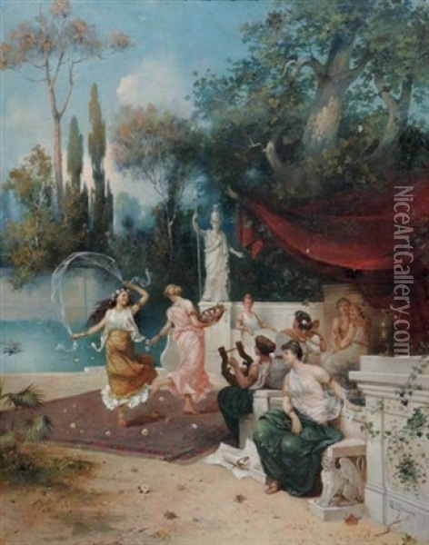 Musical Entertainment Oil Painting - Charles Corpet Etienne