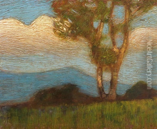 Paesaggio Con Le Nuvole Oil Painting - Ettore Burzi