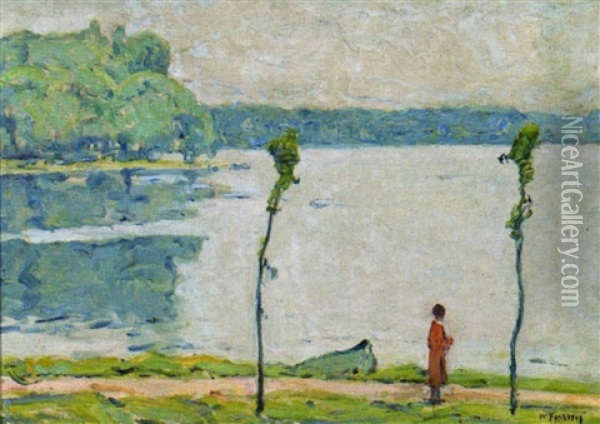 Gray Morning (lake Winona, Indiana) Oil Painting - William Forsyth