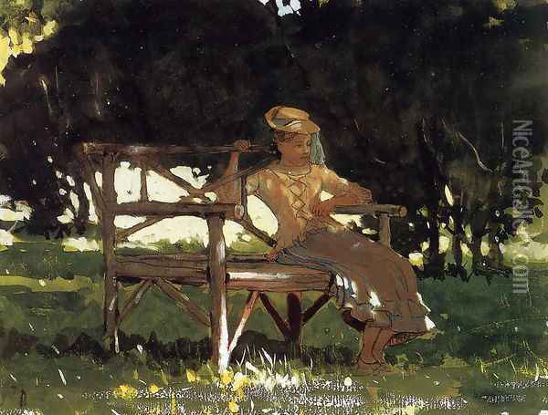 Woman on a Bench Oil Painting - Winslow Homer