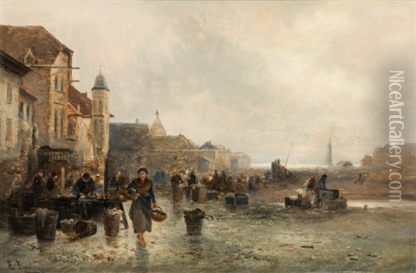 Markt In Ostende Oil Painting - Emil Barbarini