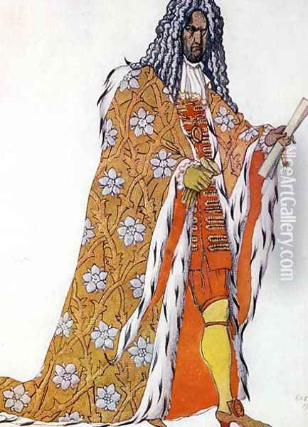 Costume design for The Master of Ceremonies, from Sleeping Beauty, 1921 Oil Painting - Leon Samoilovitch Bakst
