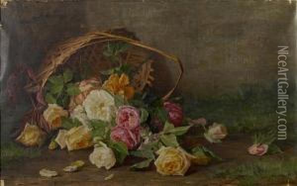 A Basket Of Pink Oil Painting - Alice Brown Chittenden