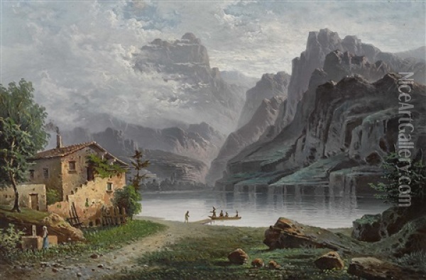 Am Ufer Eines Gebirgssees Oil Painting - Karl Millner
