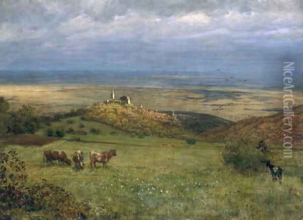 View of Kronberg in Taunus, Germany, 1879 Oil Painting - Hans Thoma