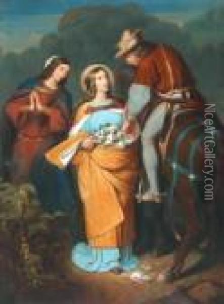 Das Rosenwunder Der Heiligen Elisabeth Von Thuringen Oil Painting - Moritz Ludwig von Schwind