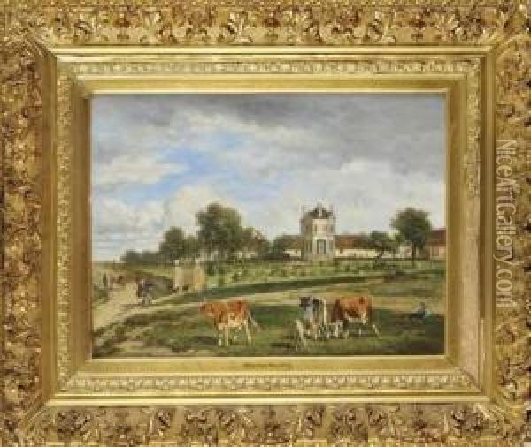 Paysage Au Chateau Oil Painting - Emile van Marcke de Lummen