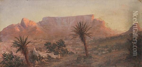 Evening Glow - Table Mountain, South Africa Oil Painting - Edward C. Churchill Mace