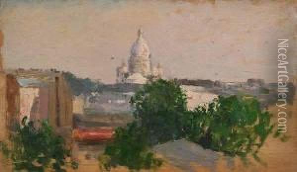 View Of Sacre Coeur, Paris Oil Painting - Michail Stepanovich Tkatchenko