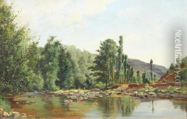 Paysage De Riviere Oil Painting - Ernest Joachim Dumax
