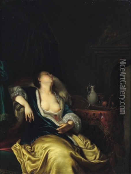 Eingeschlummerte Dame In Einem Interieur Oil Painting - Frans van Mieris the Elder