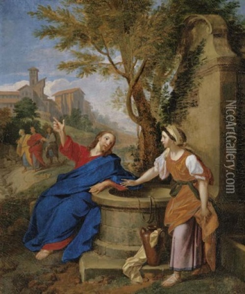 Christ And The Woman Of Samaria Oil Painting - Louis de Boulogne the Younger