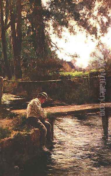 The Young Angler Oil Painting - John White