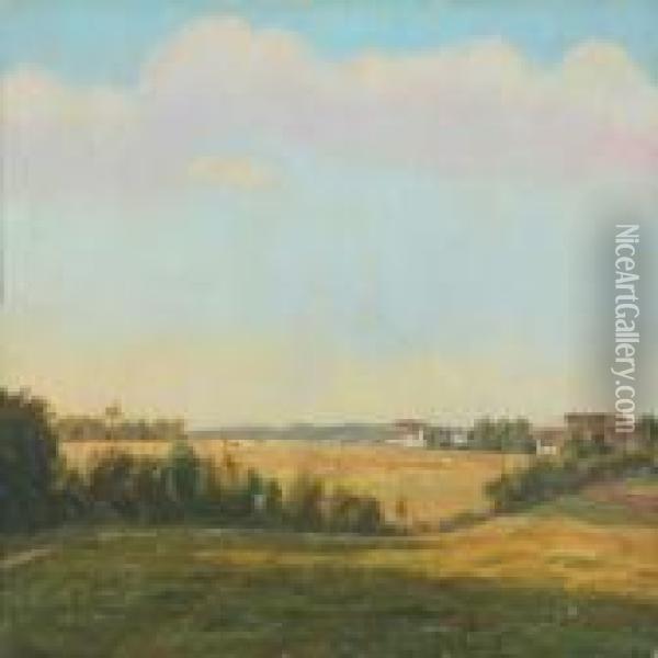 A Danish Summer Landscape Oil Painting - F. C. Kiaerskou
