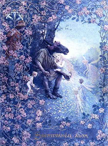 Illustration from A Midsummer Nights Dream by William Shakespeare 1565-1616 c.1900 Oil Painting - Christian August Printz