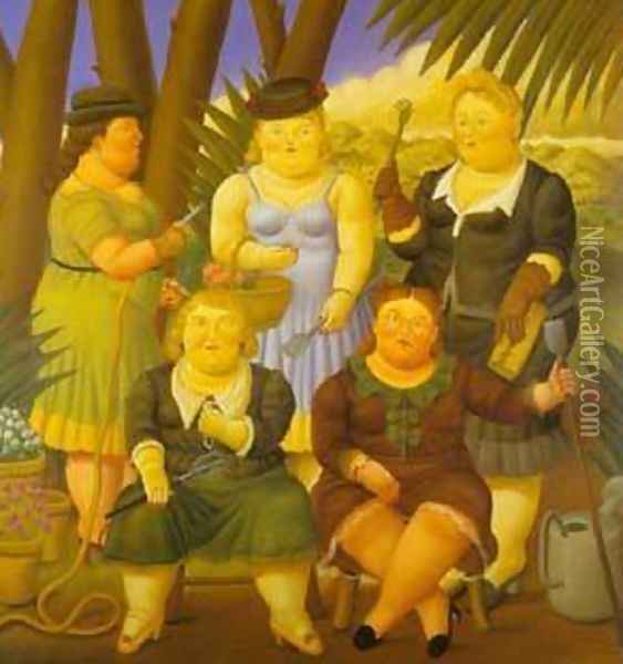 The Gardening Club 1997 Oil Painting - Fernando Botero