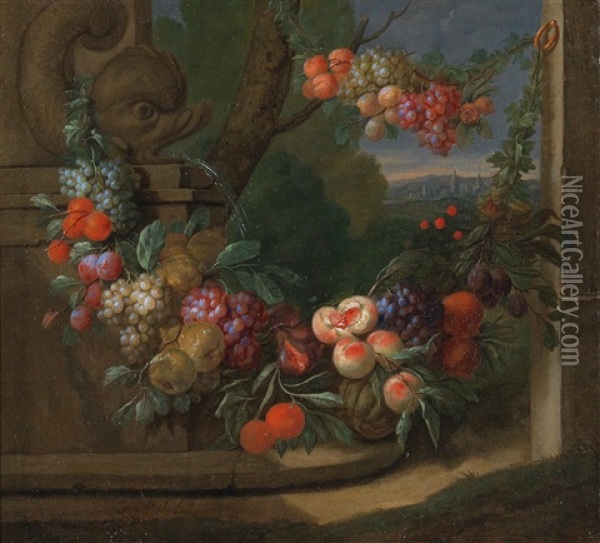 A Still Life Of Fruit Oil Painting - Jan Pauwel Gillemans The Elder