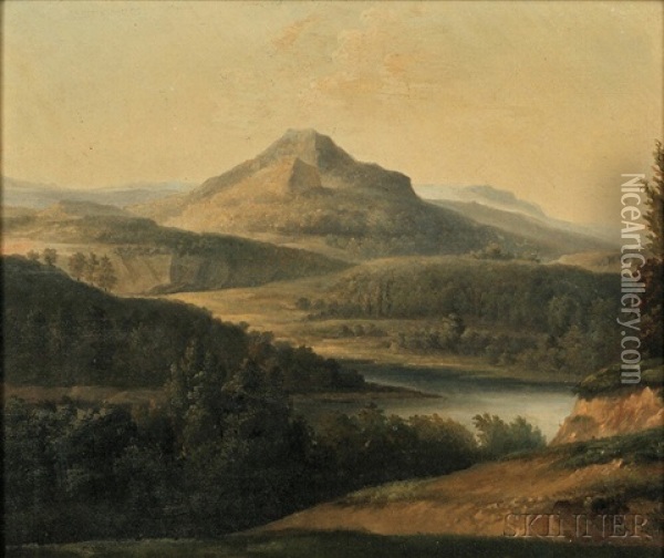 Landscape With River And Mountain Oil Painting - Jean Joseph Xavier Bidault