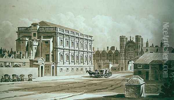 Banqueting House and Kings Gate, 1827 Oil Painting - Thomas Hosmer Shepherd