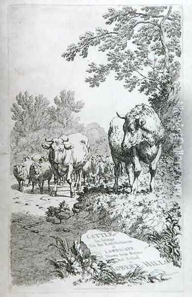 Title Page for Cattle in Groups for the embellishment of Landscape Oil Painting - Robert Hills