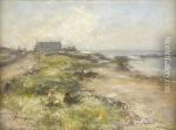 Amongst The Dunes, Morrison's Haven, East Lothian Oil Painting - Robert Gemmell Hutchison