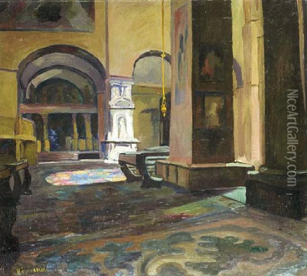 A Velencei San Marco Templom Oil Painting - Ervin Kormendi-Frim