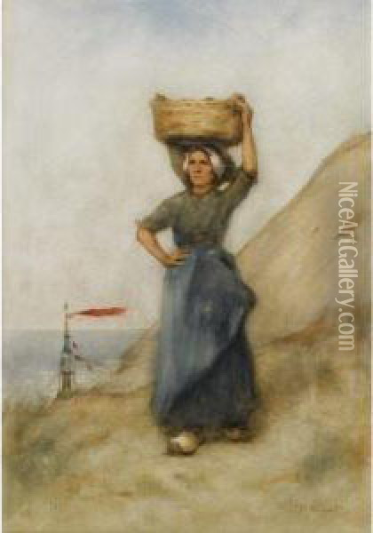 A Fisherwoman In The Dunes Oil Painting - Philip Windt
