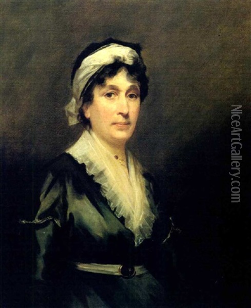 Portrait Of Catherine Ochiltree, Lady Menzies, Wearing A Blue Dress Oil Painting - Sir Henry Raeburn