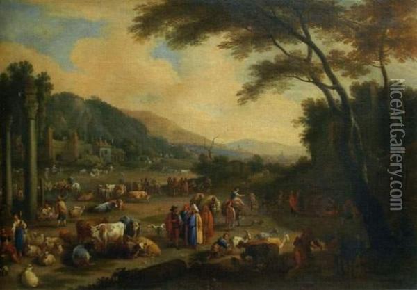Scene De Marche Oil Painting - Martinus De La Court