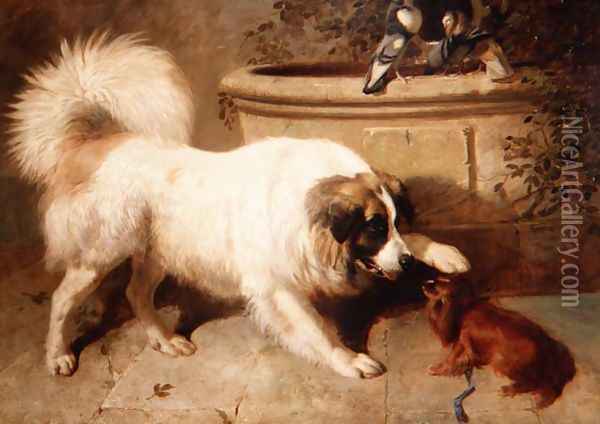 A Friendly Gesture, 1847 Oil Painting - John Frederick Herring Snr