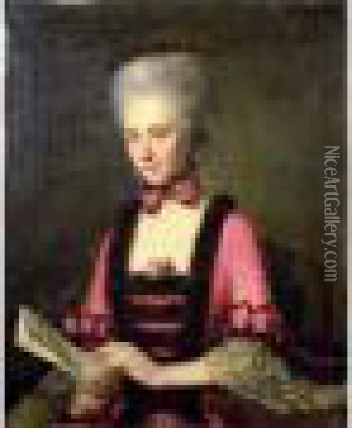 Portrait De La Marquise D'hozier Oil Painting - Antoine Vestier