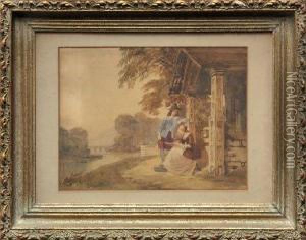 A Couple In A Park Oil Painting - James Digman Wingfield