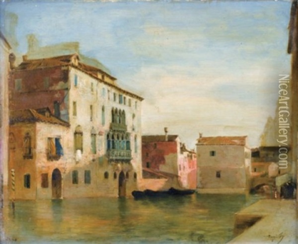 Vue D'un Canal A Venise Oil Painting - Eugene Fromentin