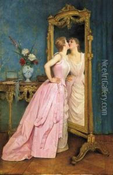 Vanity Oil Painting - Auguste Toulmouche