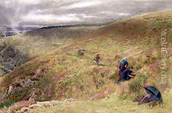 On the South Downs Oil Painting - Albert Goodwin