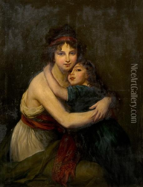 Mother And Daughter Oil Painting - Elisabeth Vigee-Lebrun