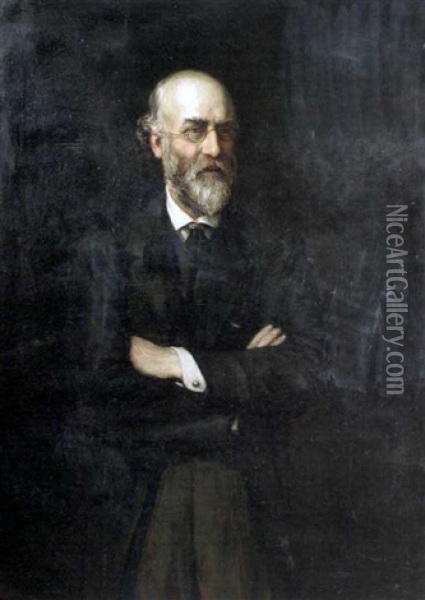 Portrait Of Bernard Samuelson Esq., Mp Oil Painting - Herman Gustave Herkomer
