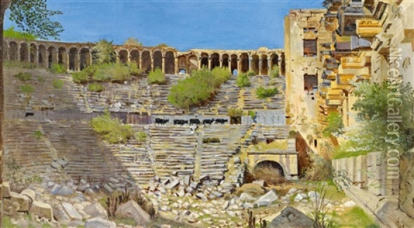 In Den Antiken Ruinen Von Aspendos In Kleinasien Oil Painting - Leopold Bara