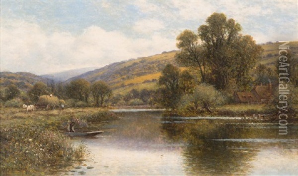 Streatley On Thames Oil Painting - Alfred Glendening Jr.