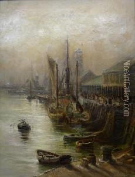 The Fish Pier Scarborough Oil Painting - Robert Pearson