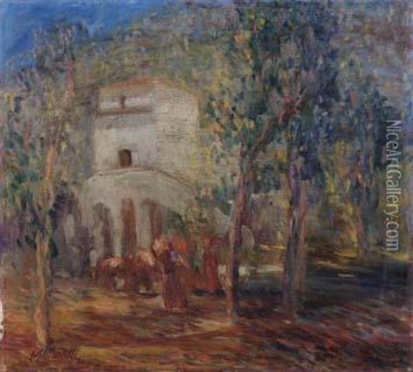 Paesaggio Con Chiesetta Oil Painting - Ugo Martelli