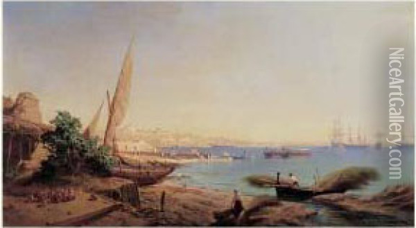 Vue Du Port De Toulon Oil Painting - Antoine Leon Morel-Fatio