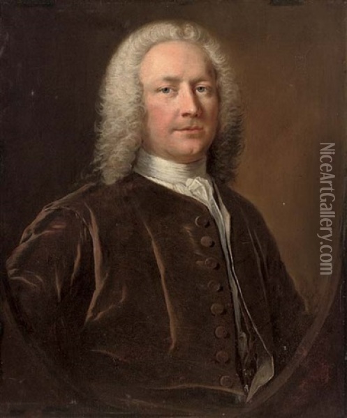 Portrait Of Thomas Crispe Of Catton In A Brown Velvet Coat Oil Painting - Thomas Frye