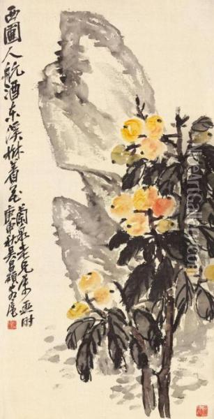 Loquats Oil Painting - Wu Changshuo