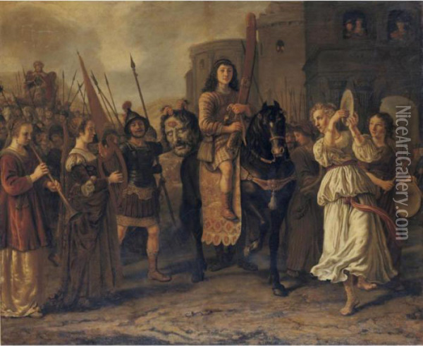 David's Triumphant Return With The Head Of Goliath Oil Painting - Jan Victors