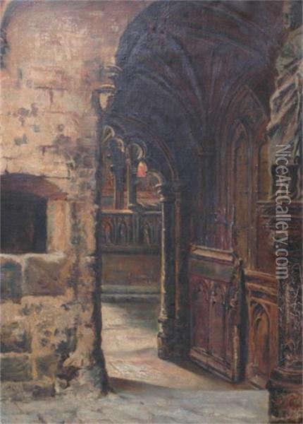 Interior Of Westminster Abbey Oil Painting - H. Faber Bluhm